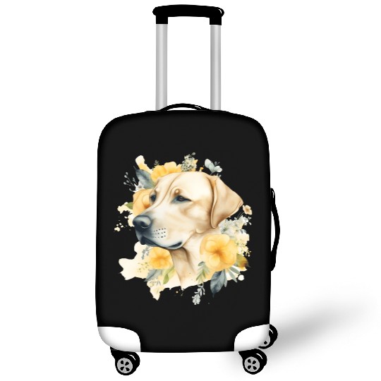 Yellow Lab Dog Watercolor Floral Luggage Covers