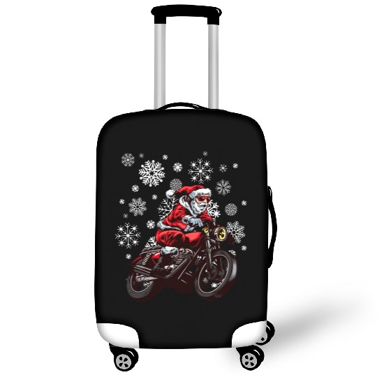 Santa Claus Biker Motorcycle Snowflakes Christmas Luggage Covers