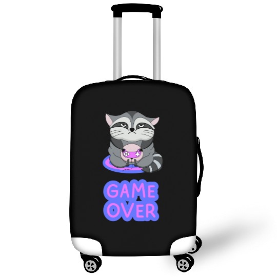 Game Over fat wicked raccoon playing on a console Luggage Covers