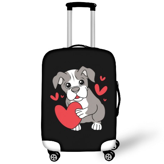 Cute Heart Puppy Boston Terrier Dog Luggage Covers