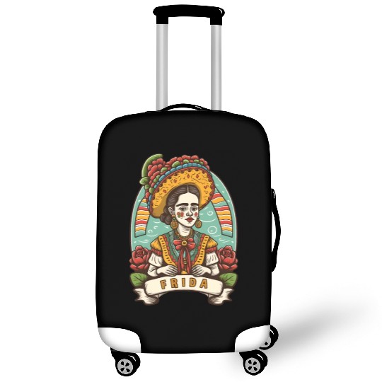 Frida Kahlo Floral Portrait Funny Cinco De Mayo Luggage Covers