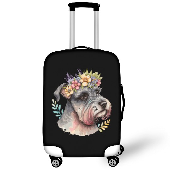 Cute Miniature Schnauzer Flower Crown Pet Dog Flor Luggage Covers