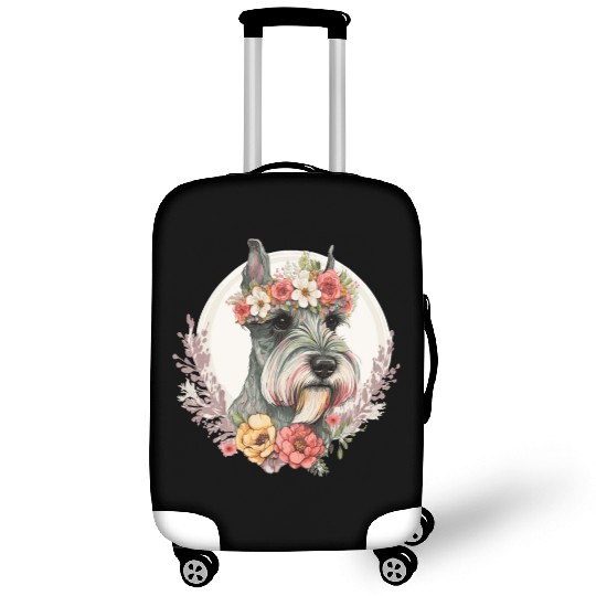 Cute Mini Schnauzer Flower Crown Pet Dog Breed Flo Luggage Covers