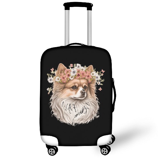 Cute Pomeranian Pom Flower Crown Pet Dog Breed Flo Luggage Covers