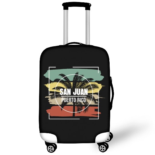 San Juan Puerto Rico Artistic Palm Tree Retro Luggage Covers