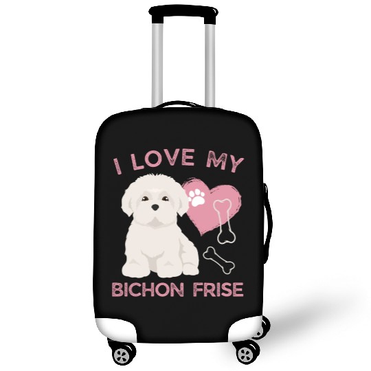 Cute puppy Bichon Frise Valentines Dog lover dogs Luggage Covers