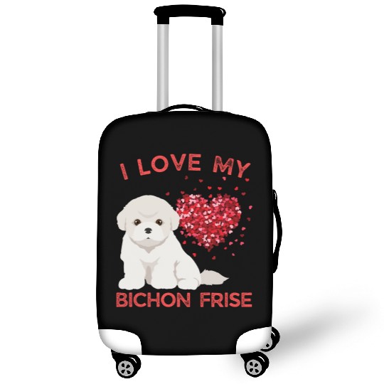I love my Bichon Frise Cute valentines puppy dog Luggage Covers