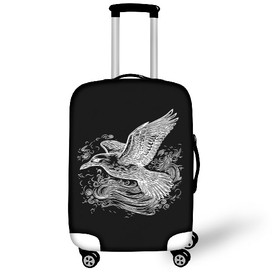 Elegant Flying Seagull Over The Water Luggage Covers