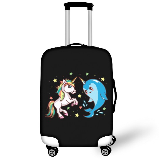 Cute Funny Horned Narwhal And Unicorn Friends Luggage Covers