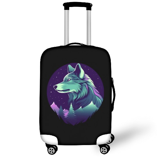 Starry Night Wolf With Northern Light Colors Luggage Covers
