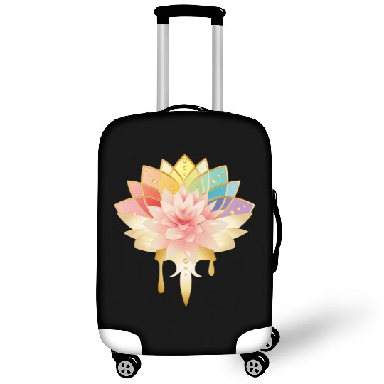 Lotus with golden flowers icon in pastel colors Luggage Covers