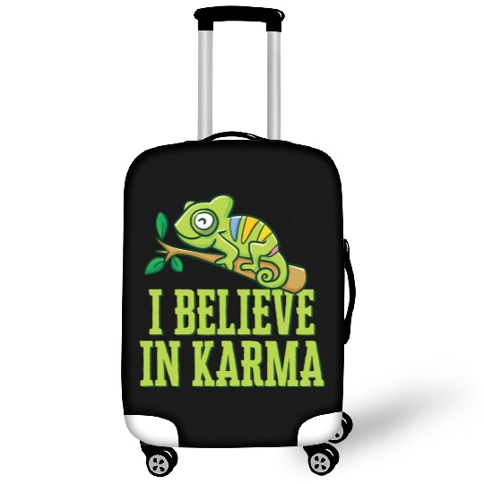Happy Green Chameleon Karma Believer Luggage Covers