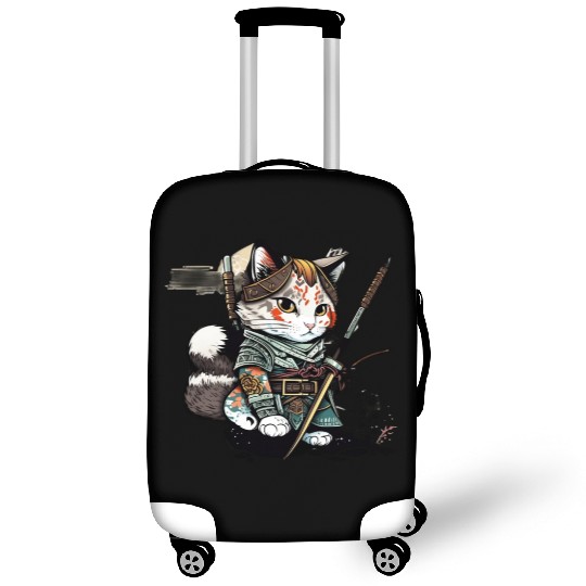 The Fearless Samurai Cat: A Sword's Master Luggage Covers