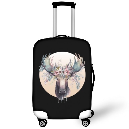 Cute Moose Flower Crown Animal Lovers Luggage Covers