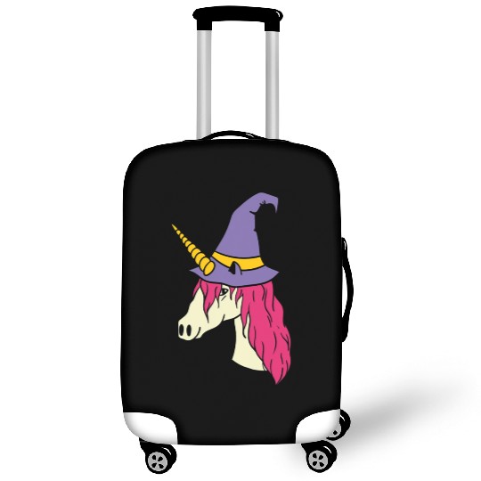 Cute Unicorn Wear Witch Hat Halloween Girls Kids Luggage Covers