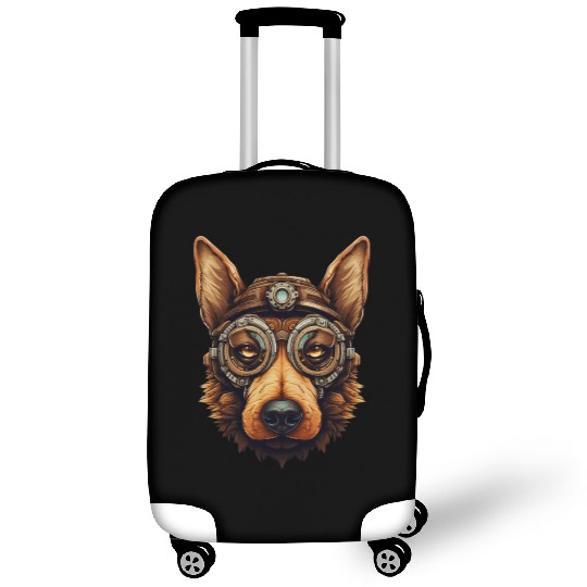Steampunk German Shepherd Dog in Clockwork Luggage Covers