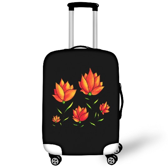 Orange Flowers In Green Spring Watercolor Luggage Covers
