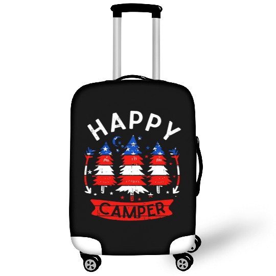 Happy Camper US Flag Patriotic 4th Of July Luggage Covers