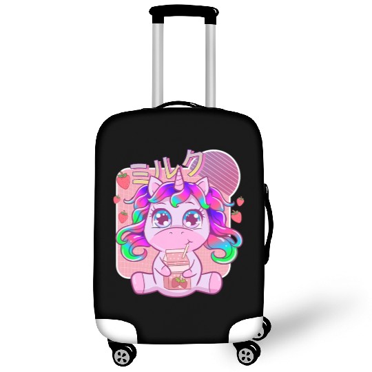 Funny Kawaii Unicorn Strawberry Milk Shake Luggage Covers