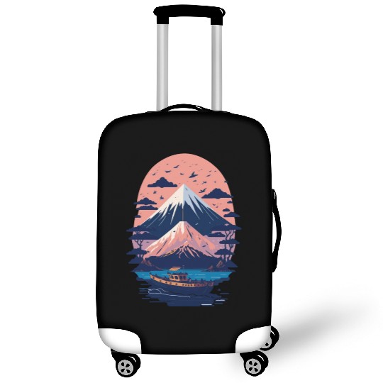Serene Mount Fuji Sunset Peaceful River Scenery Luggage Covers