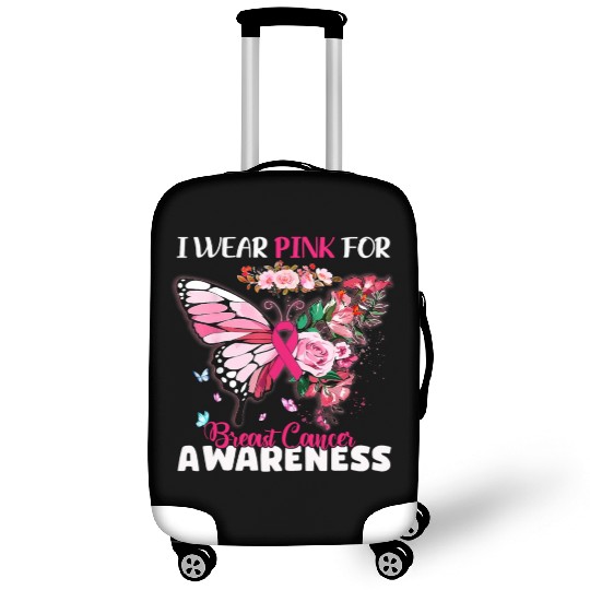 I Wear Pink For Breast Cancer Awareness Butterfly Luggage Covers