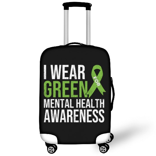 Green Ribbon Mental Health & Depression Awareness Luggage Covers