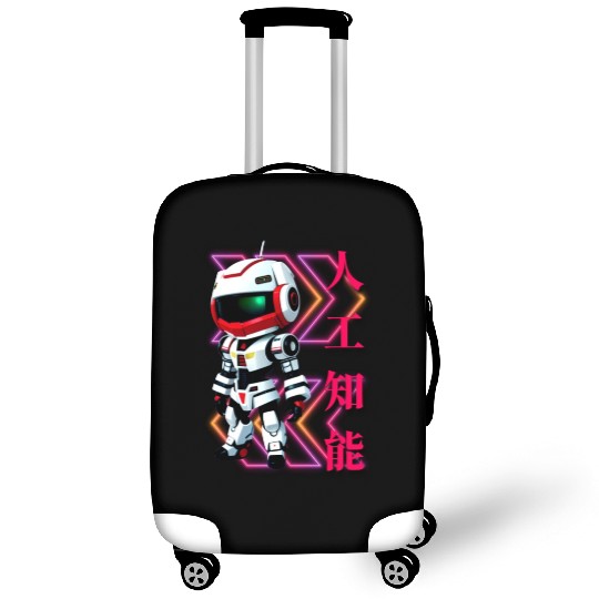 Chibi Mecha: A Cute Cyberpunk Design 4 Luggage Covers
