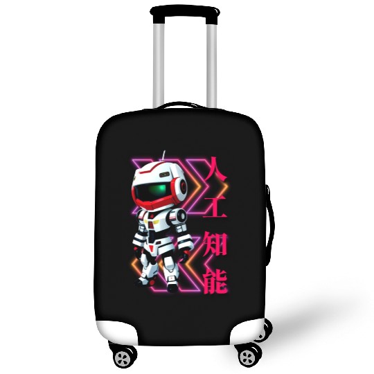 Chibi Mecha: A Cute Cyberpunk Design 4 Luggage Covers