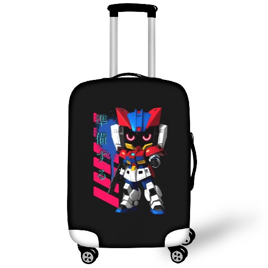 Chibi Mecha: A Cute Cyberpunk Design 2 Luggage Covers