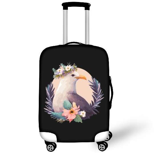 Cute Seagull Bird Flower Crown Floral Birds Luggage Covers