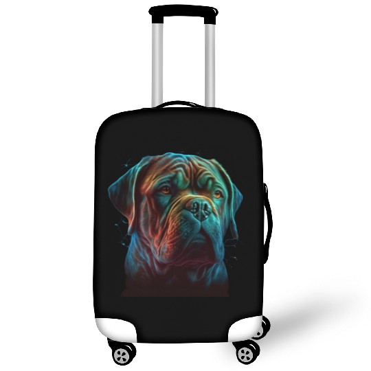 AI-Generated Dogue de Bordeaux Neon Art Luggage Covers