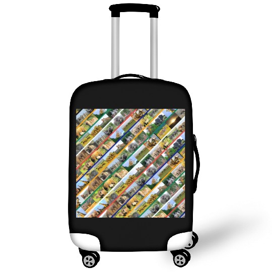 Wildlife Stripe Multi Color Collage Luggage Covers