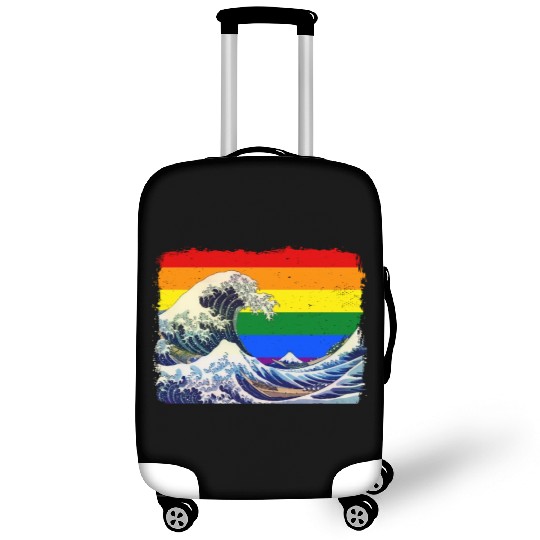 Gay Pride Rainbow Flag Great Wave off Kanagawa Luggage Covers