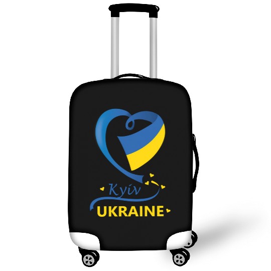 Kyiv Ukraine National Flag Heart Emblem Crest Luggage Covers