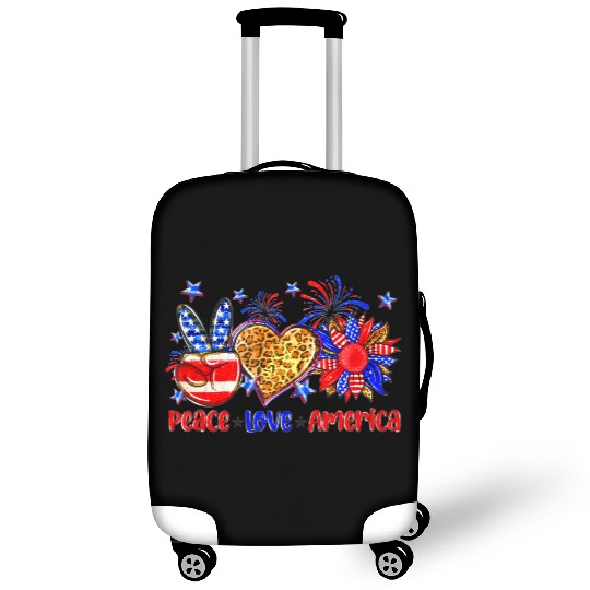 Peace Love America US Flag Fourth Wo 4th Of July P Luggage Covers