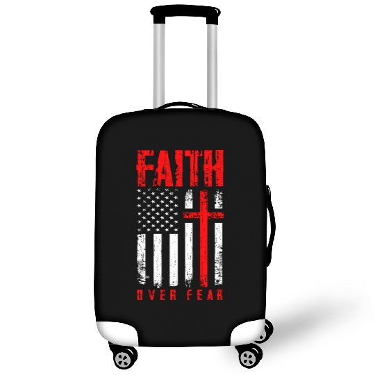 Faith Over Fears Christian Cross American Usa Flag Luggage Covers