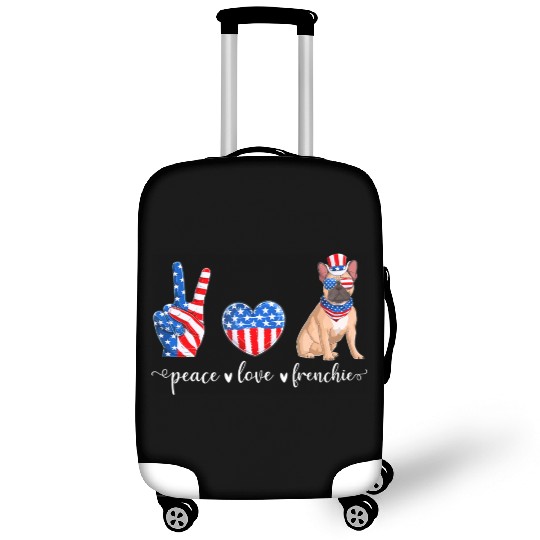 Peace Love Frenchie Patriotic US Flag 4th July Luggage Covers