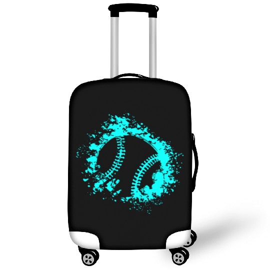 Softball Distressed Ball Teal Black Luggage Covers