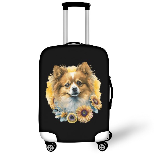 Cute Pomeranian Sunflower Dog Breed Pet Puppy Luggage Covers