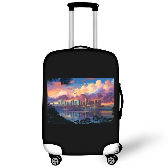 Anime Honolulu A Vibrant Anime Inspired Skyline Luggage Covers