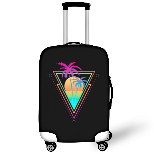 1980S 1990S Vaporwave Palm Trees Sunset Beach Surf Luggage Covers