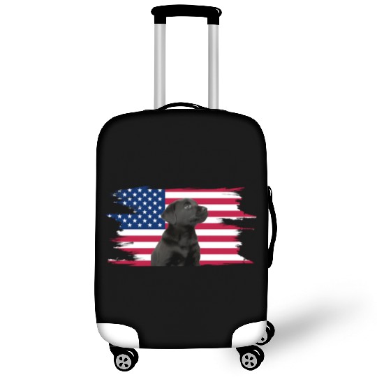 American Flag Dog Black Lab Puppy Luggage Covers