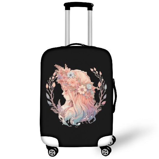 Beautiful Flower Crown Girl Pastel Fairy Cottageco Luggage Covers
