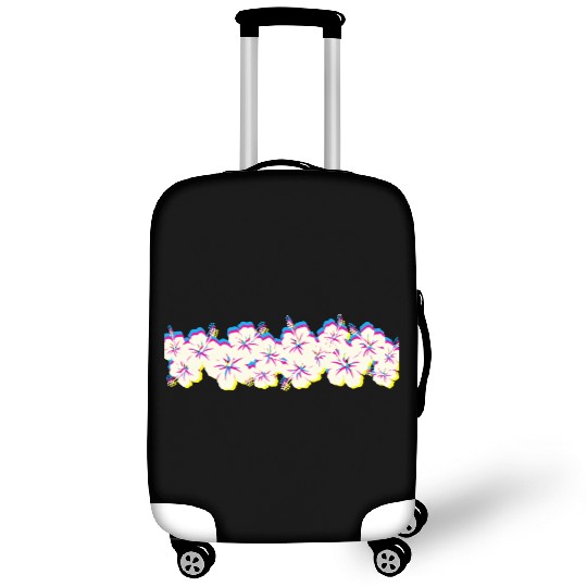Hawaii Hibiscus Flower Row 1970S Glitch Aesthetic Luggage Covers