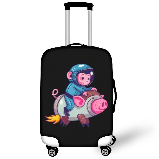 Pig and Monkey as Astronauts Luggage Covers