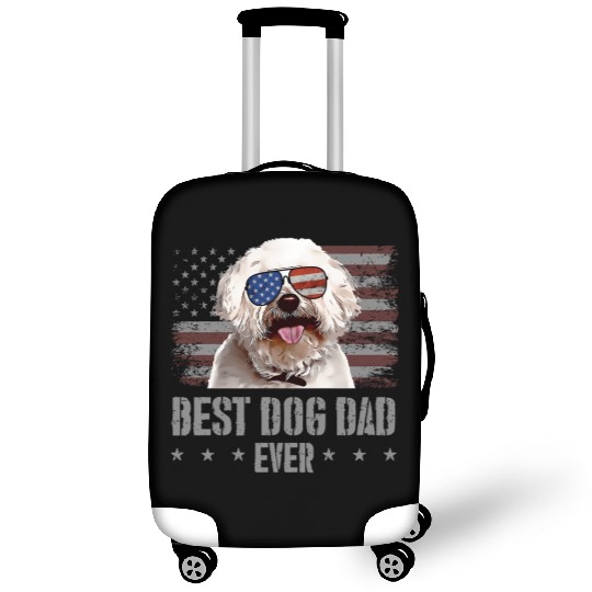 Bichons Frise Best Dog Dad Ever Usa American Flag Luggage Covers