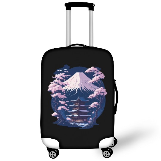 Mount Fuji and a Temple With Cherry Blossoms Luggage Covers