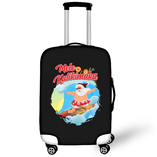 In July Santa Surfing Mele Kalikimaka Luggage Covers