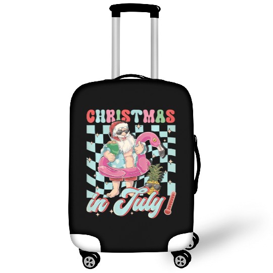 Christmas In July Groovy Santa Flamingo Float Luggage Covers
