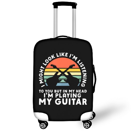 In My Head Im Playing My Guitar Musician Bass Luggage Covers